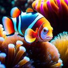 Colorful Clownfish Among Vibrant Sea Anemones in Marine Aquarium