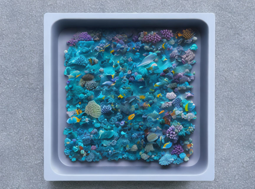 Colorful Fish and Coral in Miniature Reef Ecosystem