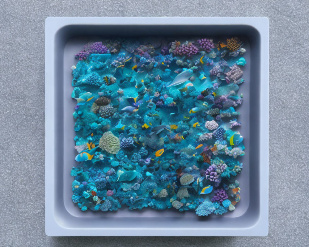 Colorful Fish and Coral in Miniature Reef Ecosystem