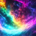 Colorful Phoenix Artwork with Spreading Wings in Cosmic Setting