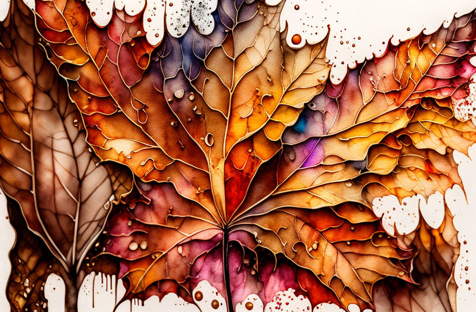 Autumn leaves close-up with vibrant warm tones and intricate veins