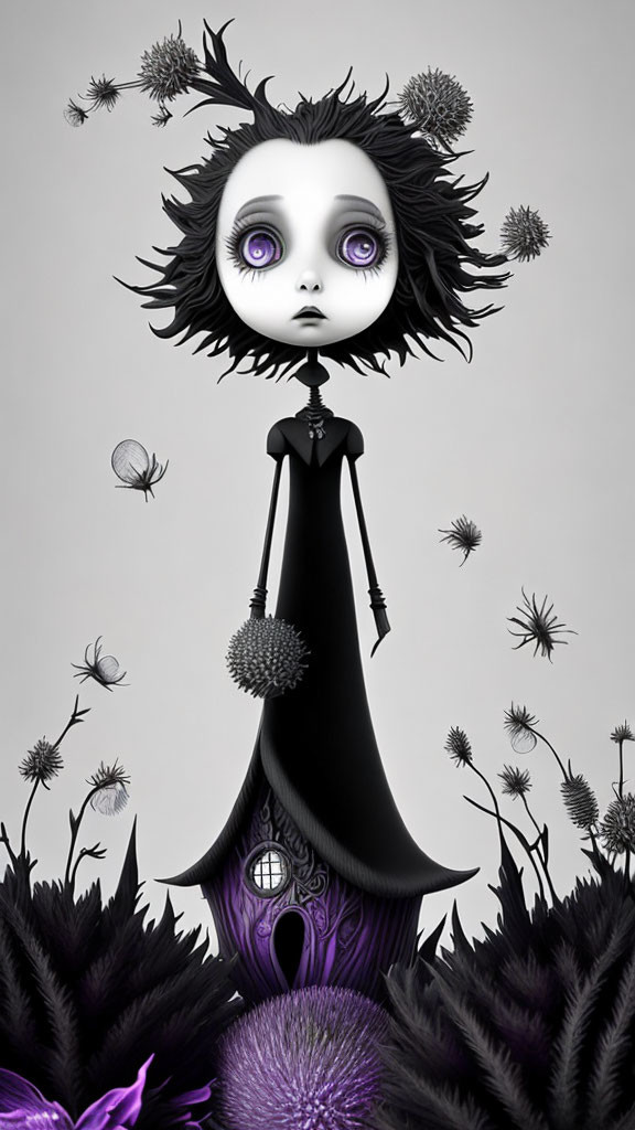 Stylized gothic character with large eyes and spiky hair