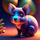 Colorful Neon Illustration of Fantasy Mouse Creature