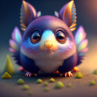 Colorful Fantasy Creature with Large Eyes, Bushy Fur, and Feather-Like Wings in Whims