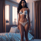 Elegant woman in lingerie in softly lit room