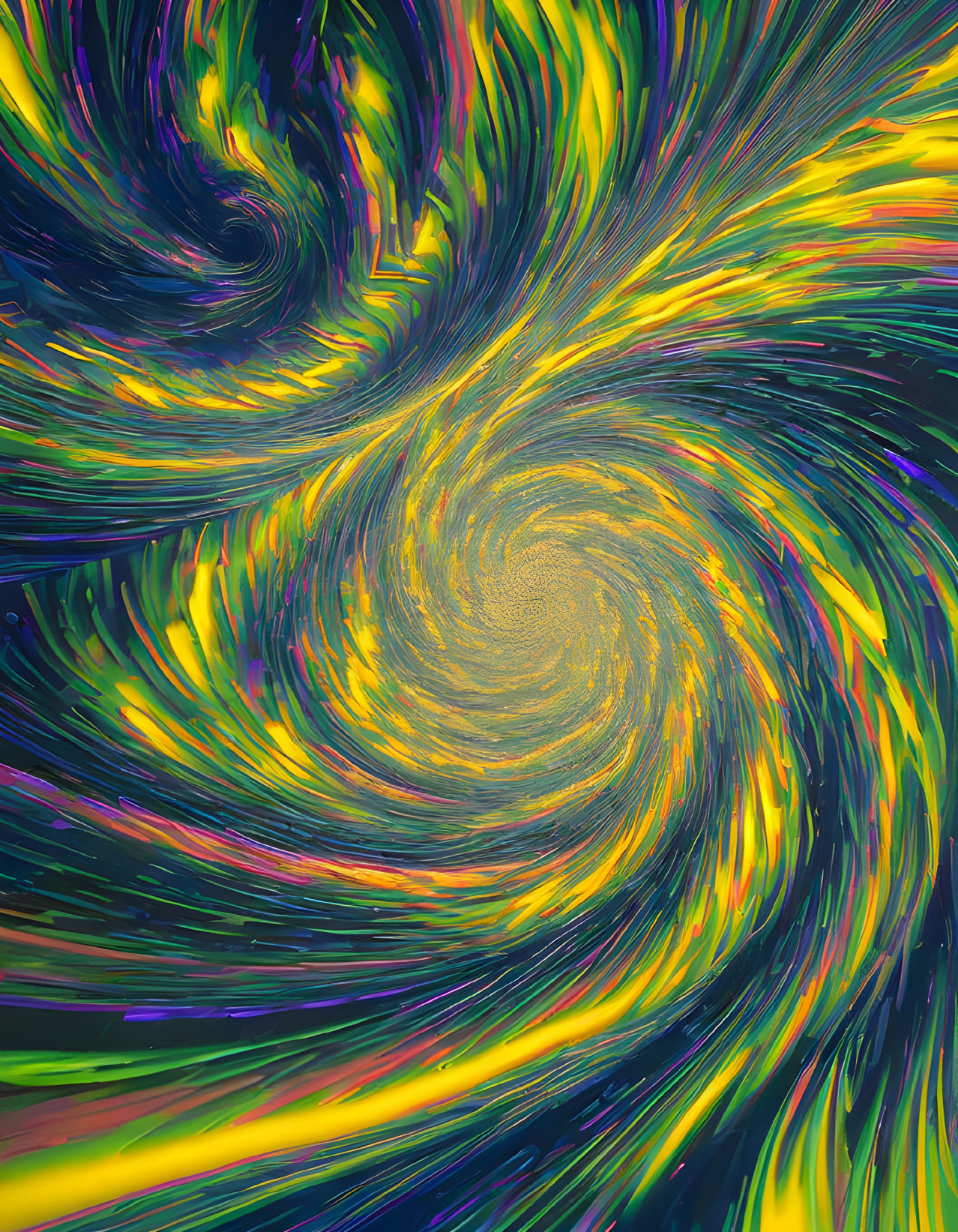 Colorful Abstract Swirl Pattern with Yellow, Green, Blue, and Purple Hues