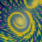 Colorful Abstract Swirl Pattern with Yellow, Green, Blue, and Purple Hues