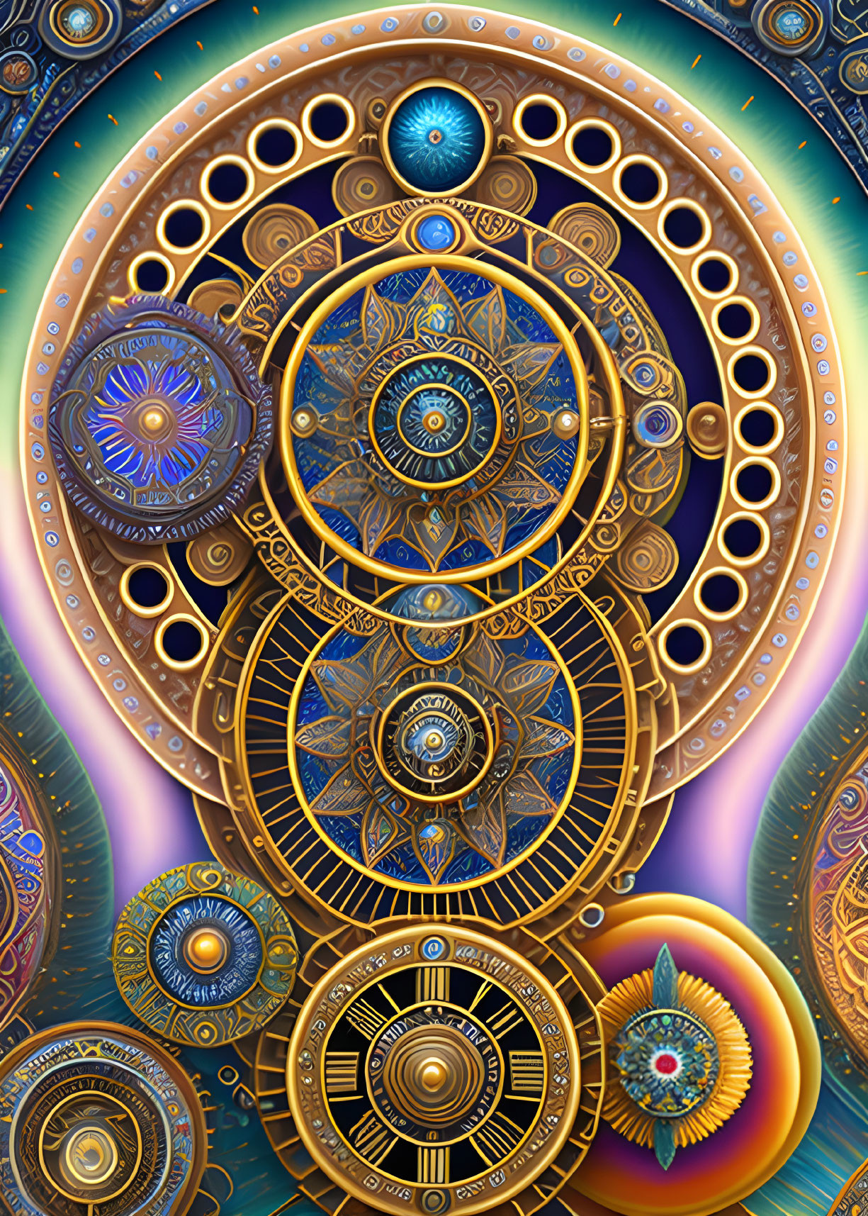 Intricate digital art with concentric circles and ornate patterns