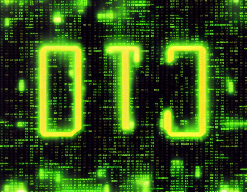 Green Binary Code Wallpaper with Glowing Zero and One Outlines