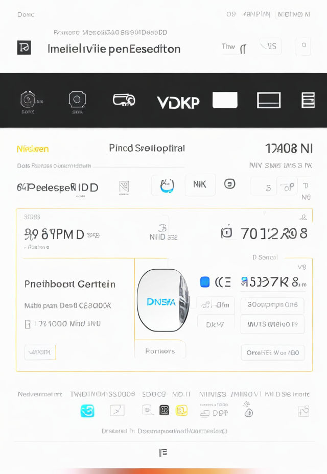 Abstract monochrome smartphone interface with icons, graphs, and text for connectivity.