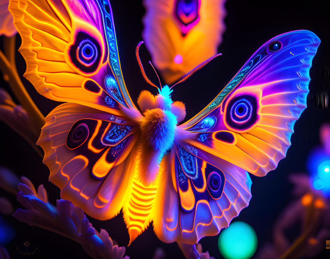 Colorful Stylized Butterfly Artwork with Eye-Like Designs