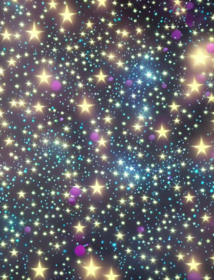 Shimmering gold and purple starry background.