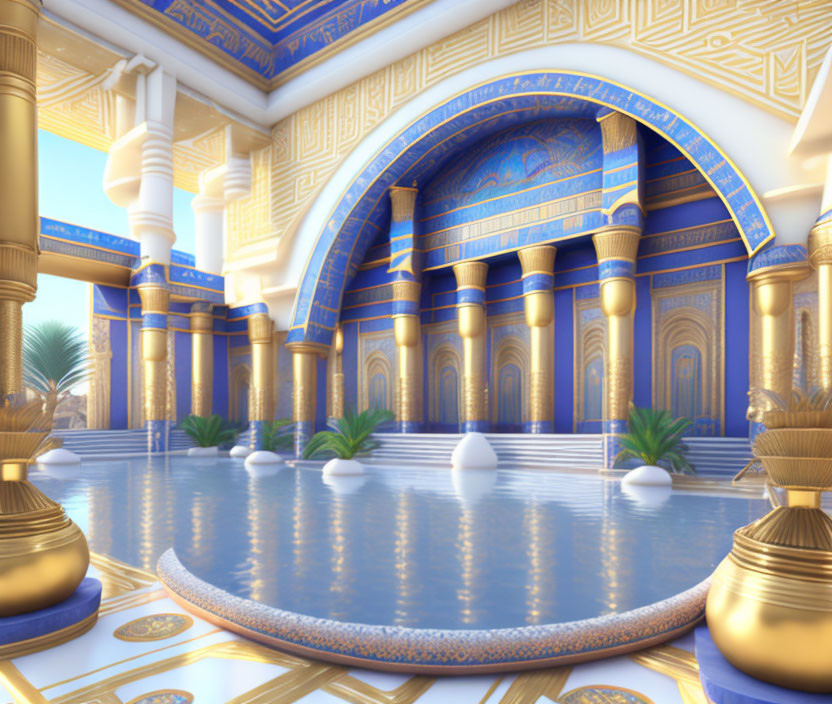 Luxurious Interior with Ancient Egyptian Design Elements