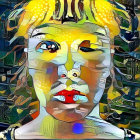 Colorful Abstract Art: Woman's Face with Paint Splashes