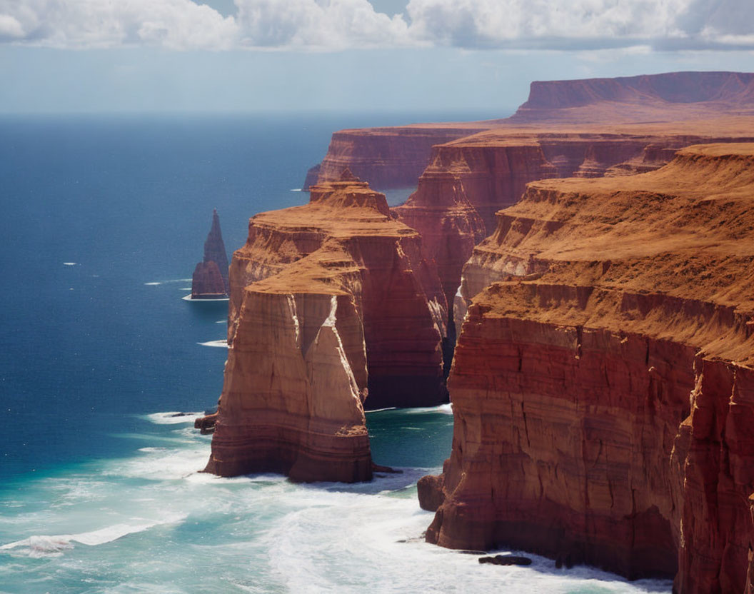 Layered Rock Formations on Rugged Coastal Cliffs