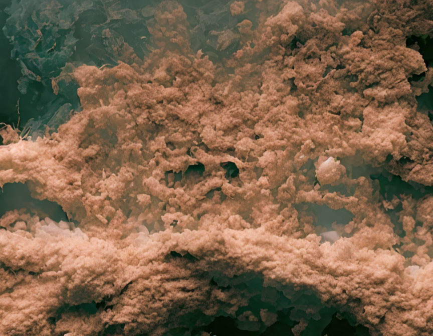 Dense, Textured Coppery Brown Cloud Formation in Stormy Atmosphere