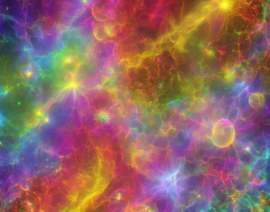 Colorful Abstract Fractal Art: Cosmic Neon Display