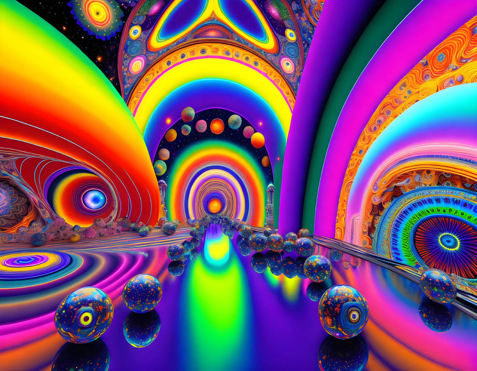 Colorful Fractal Landscape with Swirling Patterns