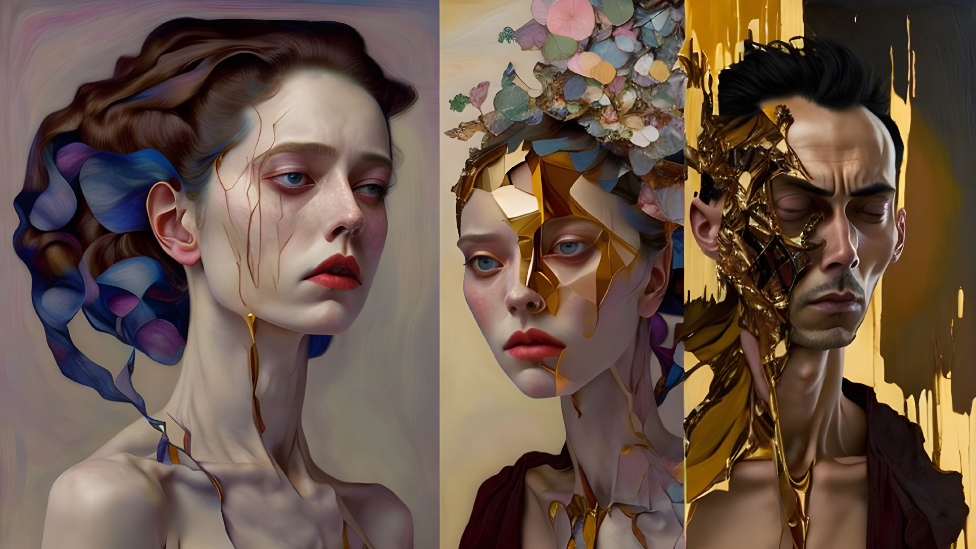 Abstract Art Portraits with Fragmented Features