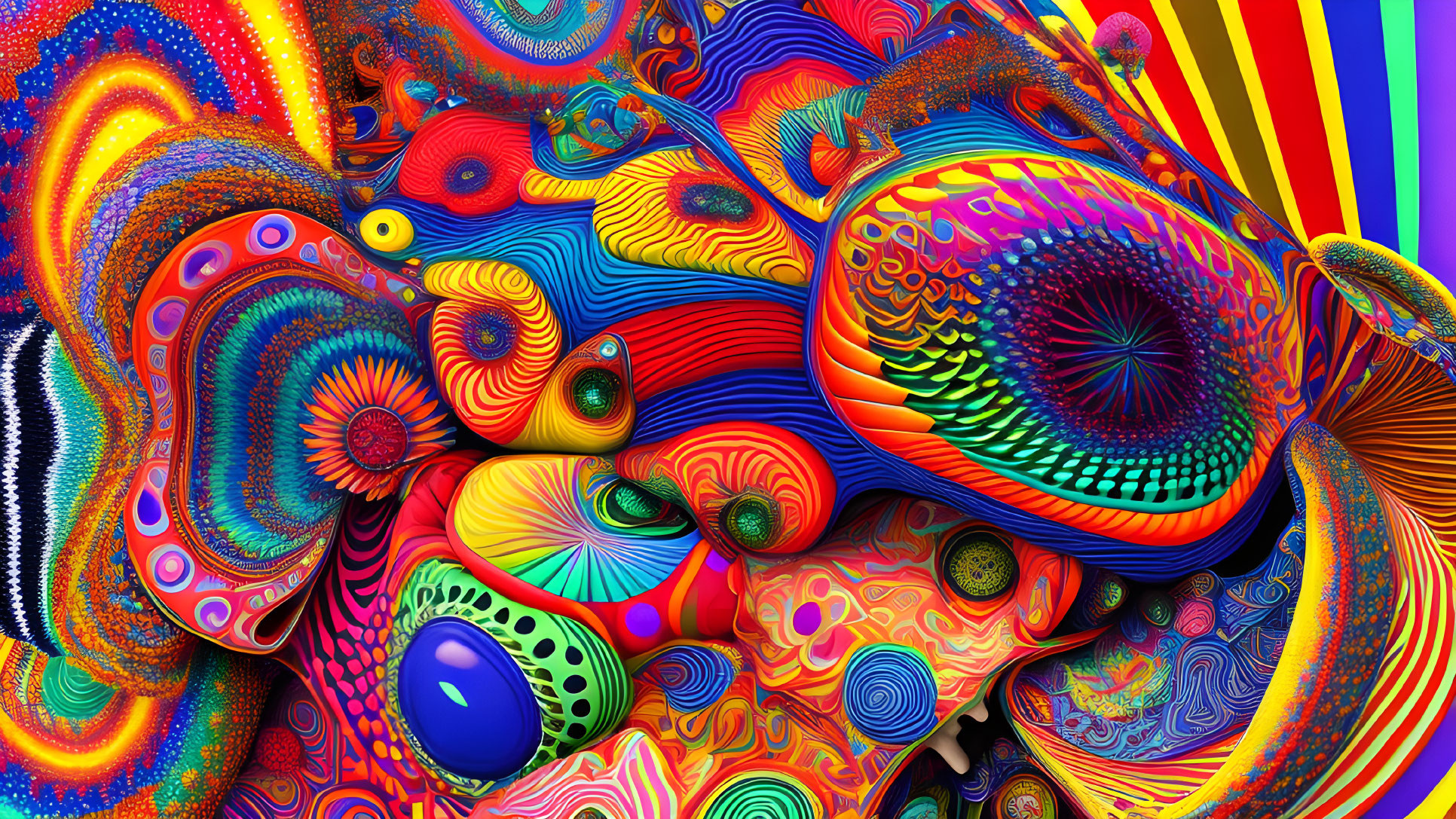 Colorful Abstract Artwork Featuring Psychedelic Patterns & Shapes