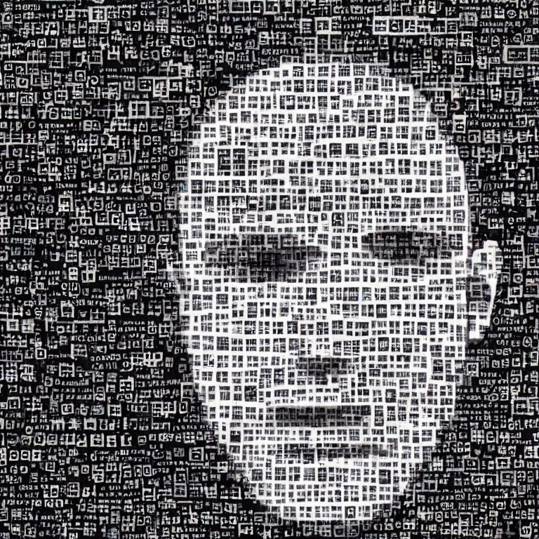 Monochrome digital portrait using alphanumeric characters