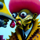 Vibrant surreal characters with exaggerated facial features