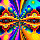 Symmetrical kaleidoscope pattern in vivid abstract fractal art