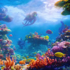 Colorful Coral and Fish in Fantastical Underwater Scene