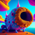 Colorful Blob-Like Creature in Surreal Landscape