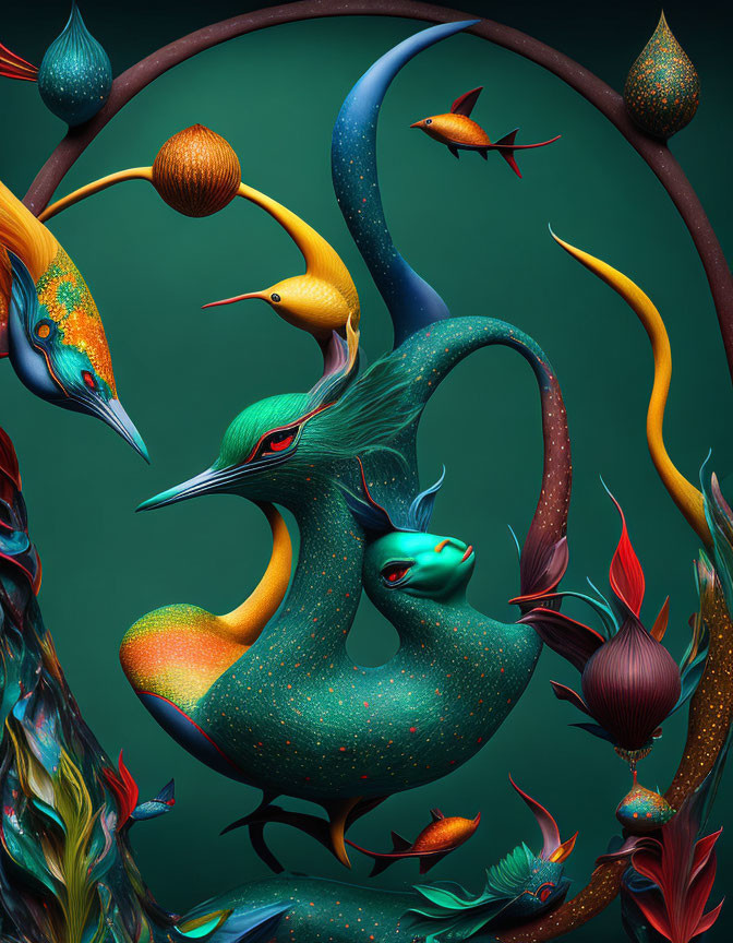 Surreal Artwork: Hybrid Creatures in Fantasy Ecosystem