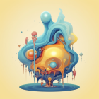 Vibrant Abstract Liquid Splash Resembling Flame on Gradient Background