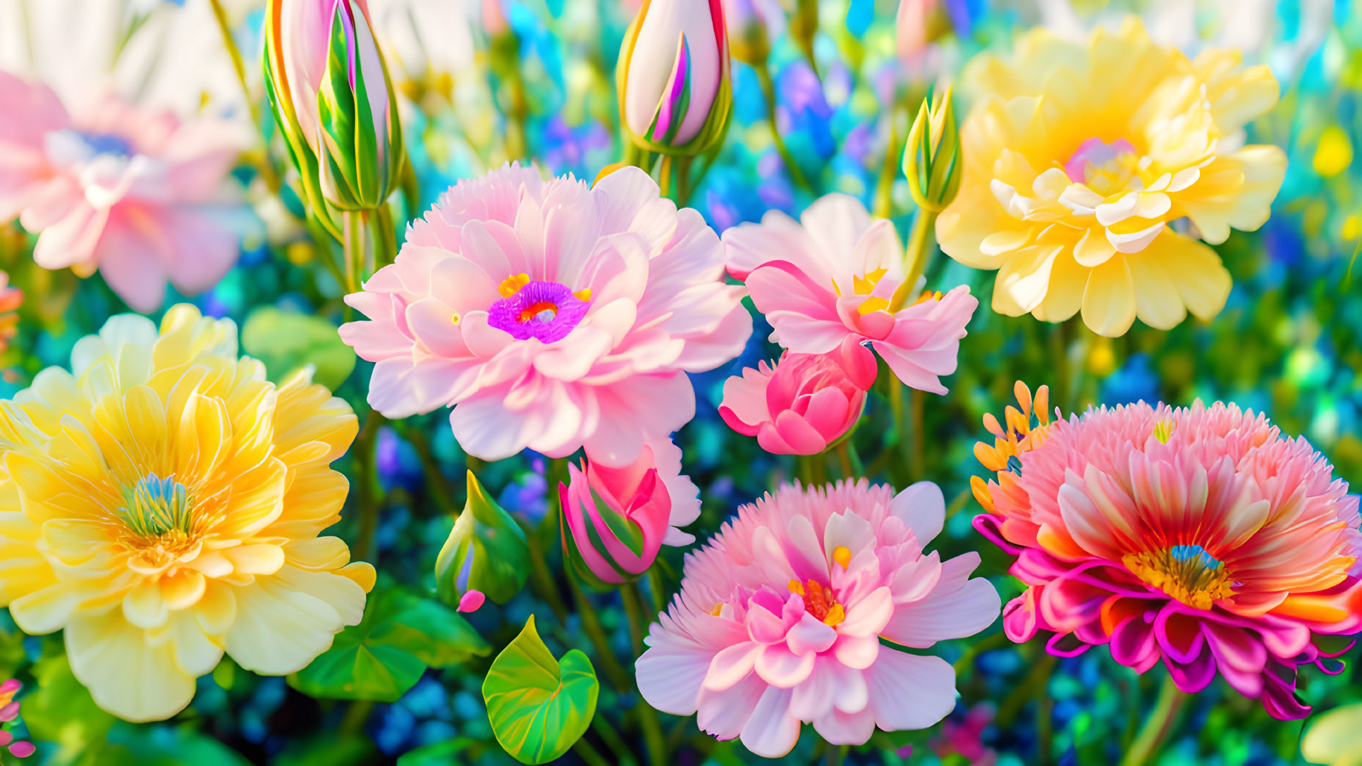 Colorful Dahlia Garden in Full Bloom