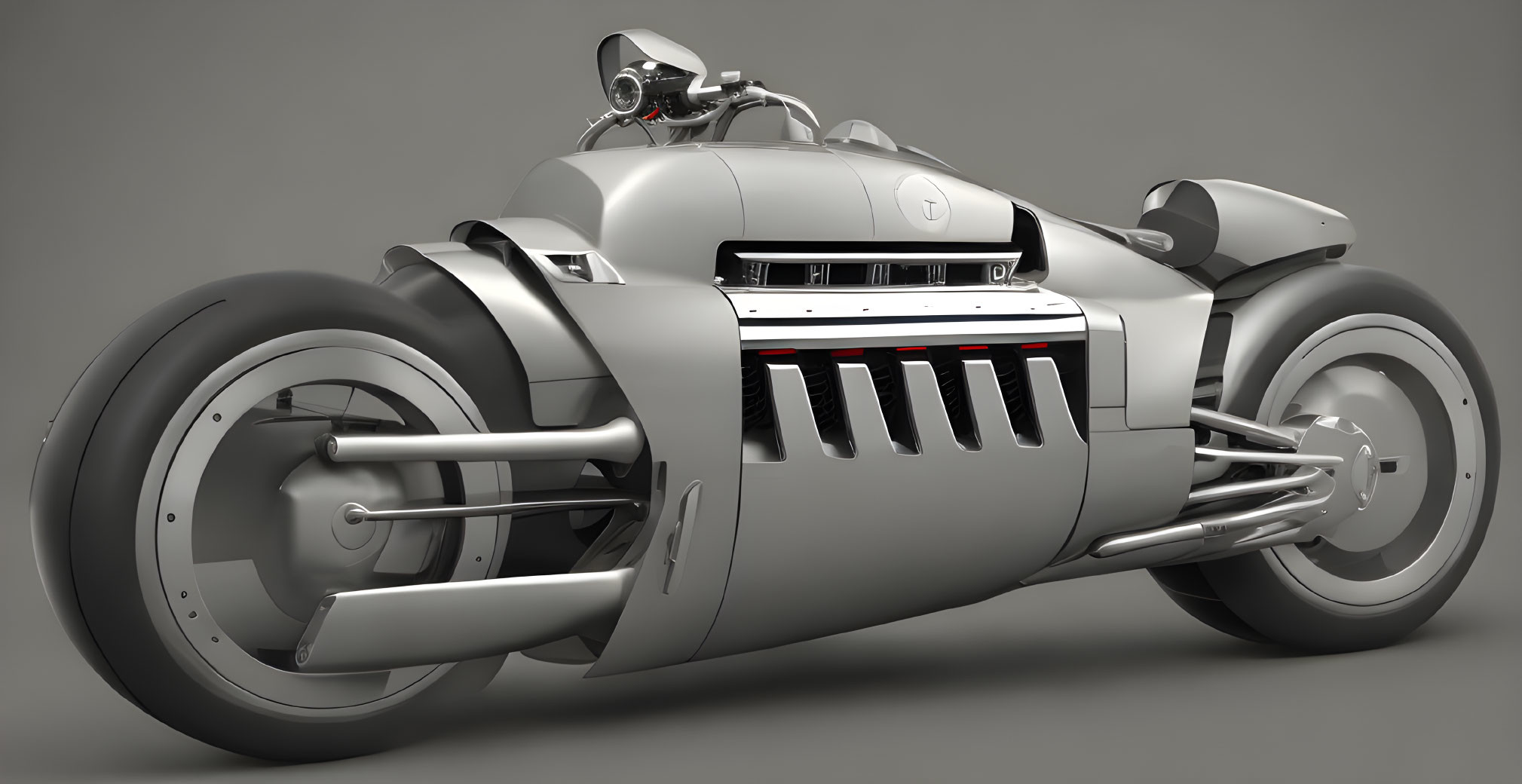 Sleek Silver Futuristic Motorcycle Design on Gray Background