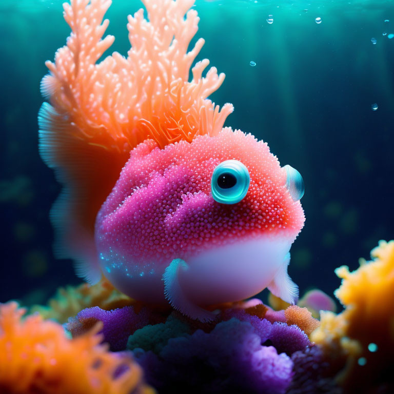 Colorful Clownfish in Vibrant Coral Reef Scene