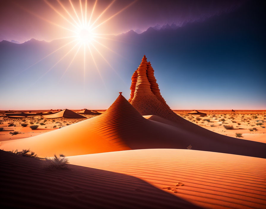 Majestic Sand Dune Against Vibrant Sky