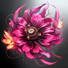 Vivid surreal flower with intricate petals on dark background