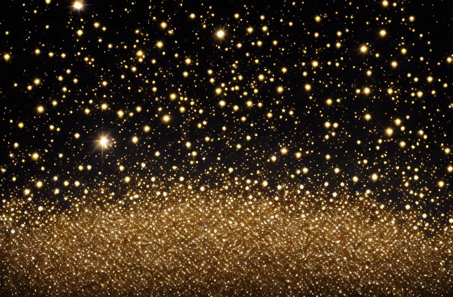 Golden Shimmering Particles on Dark Background