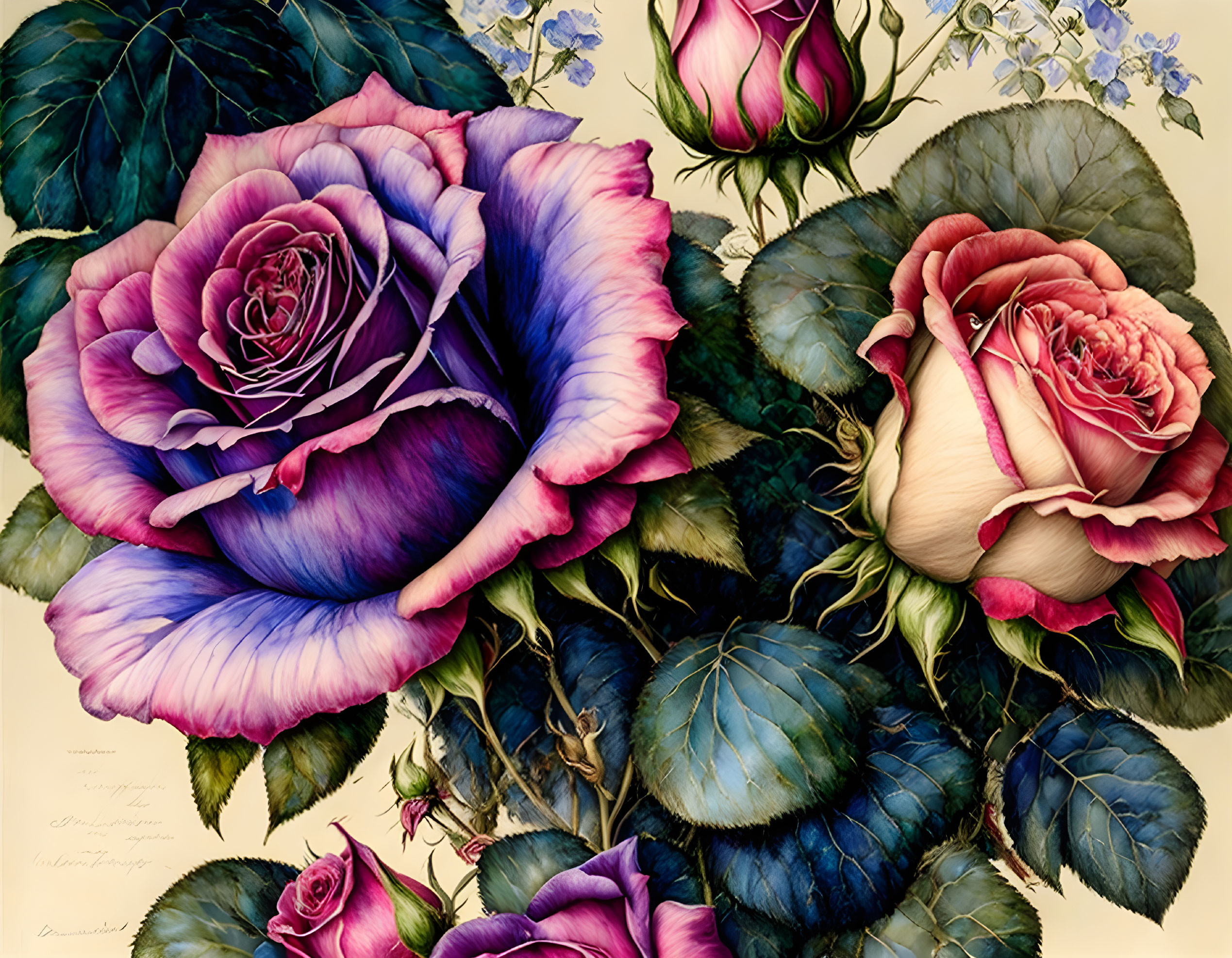 Colorful rose illustration on pale background