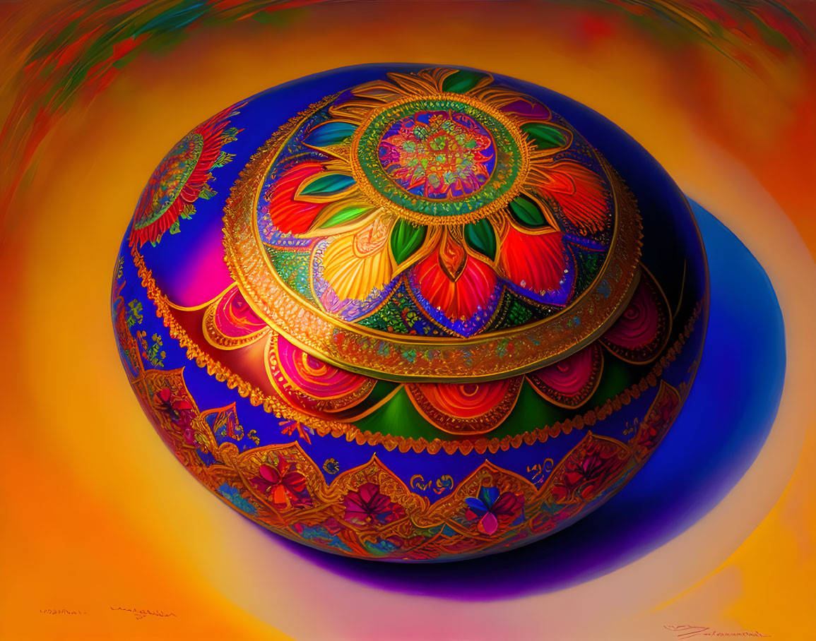 Colorful Ornate Sphere with Gradient Background