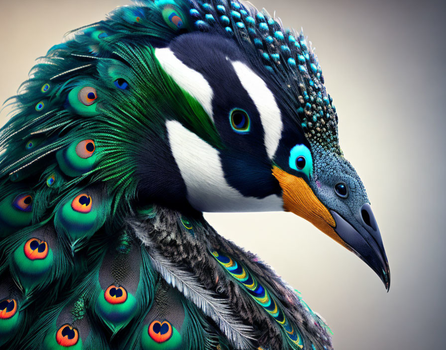 Colorful Peacock Displaying Detailed Plumage and Eye Pattern