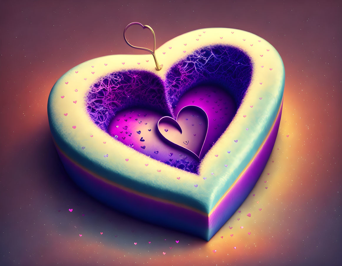 Colorful Heart-shaped Digital Artwork with Glowing Edges