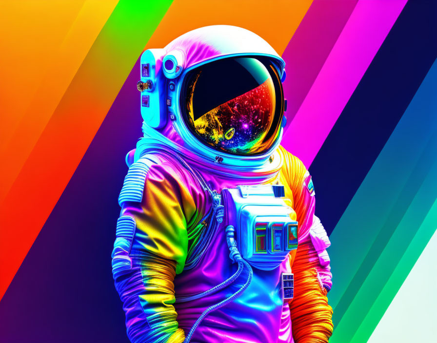 Colorful Astronaut in Vibrant Digital Artwork