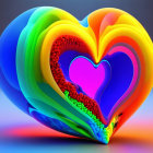 Colorful 3D rendering of nested hearts in gradient colors