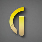 Yellow 3D letter "A" without horizontal line on gray background