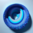 Blue Swirling Nautilus Shell Fractal Design with Textured Surface