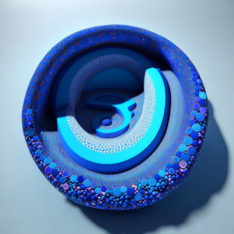 Blue Swirling Nautilus Shell Fractal Design with Textured Surface