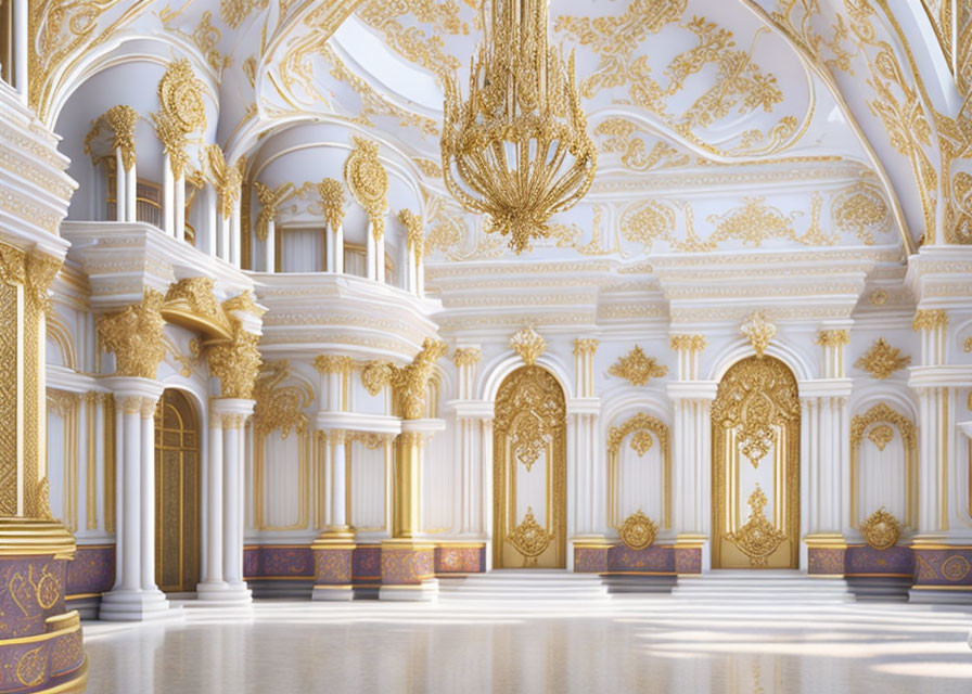 Luxurious Baroque-style Interior with Golden Ornamentation