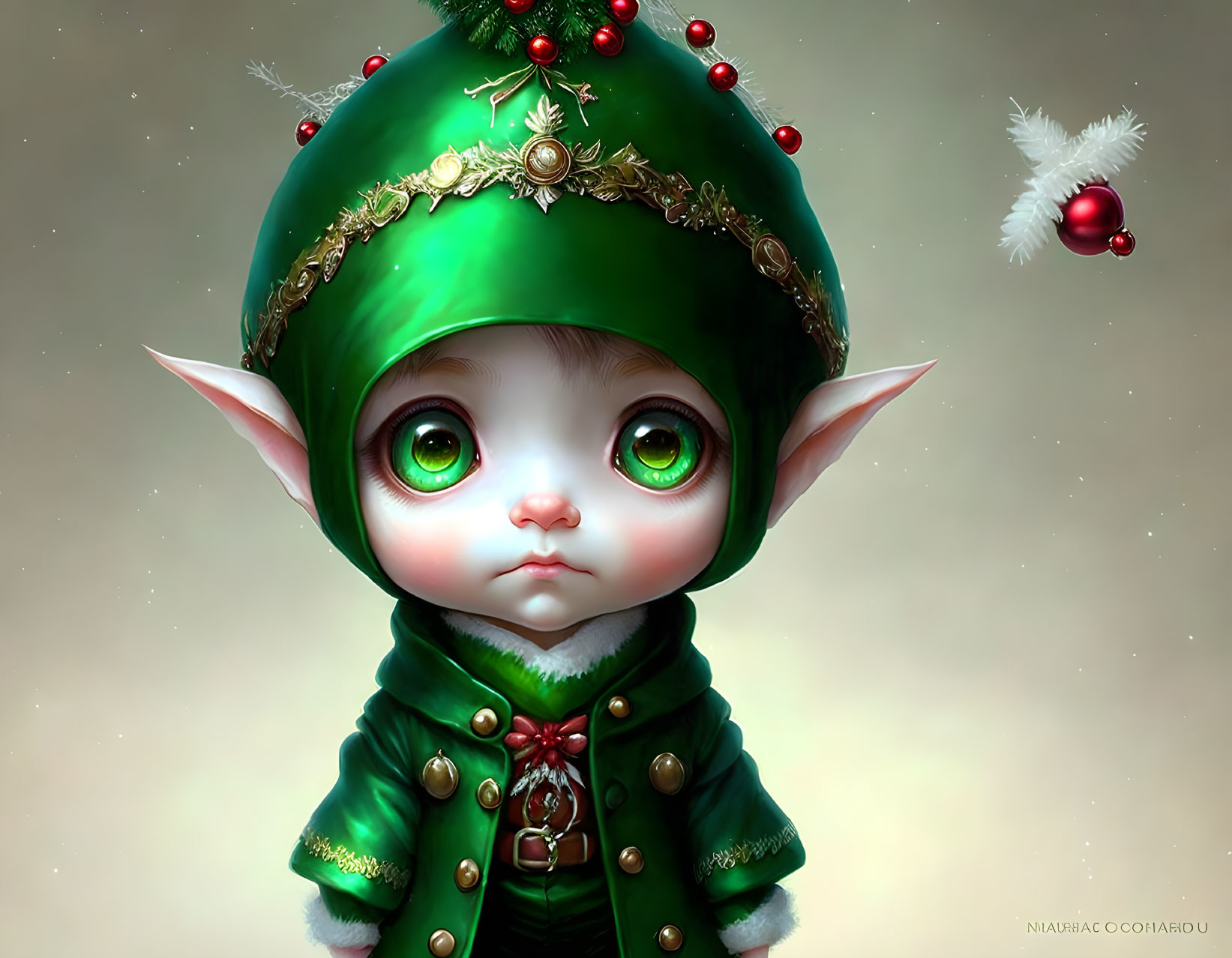 Adorable elf illustration in festive attire