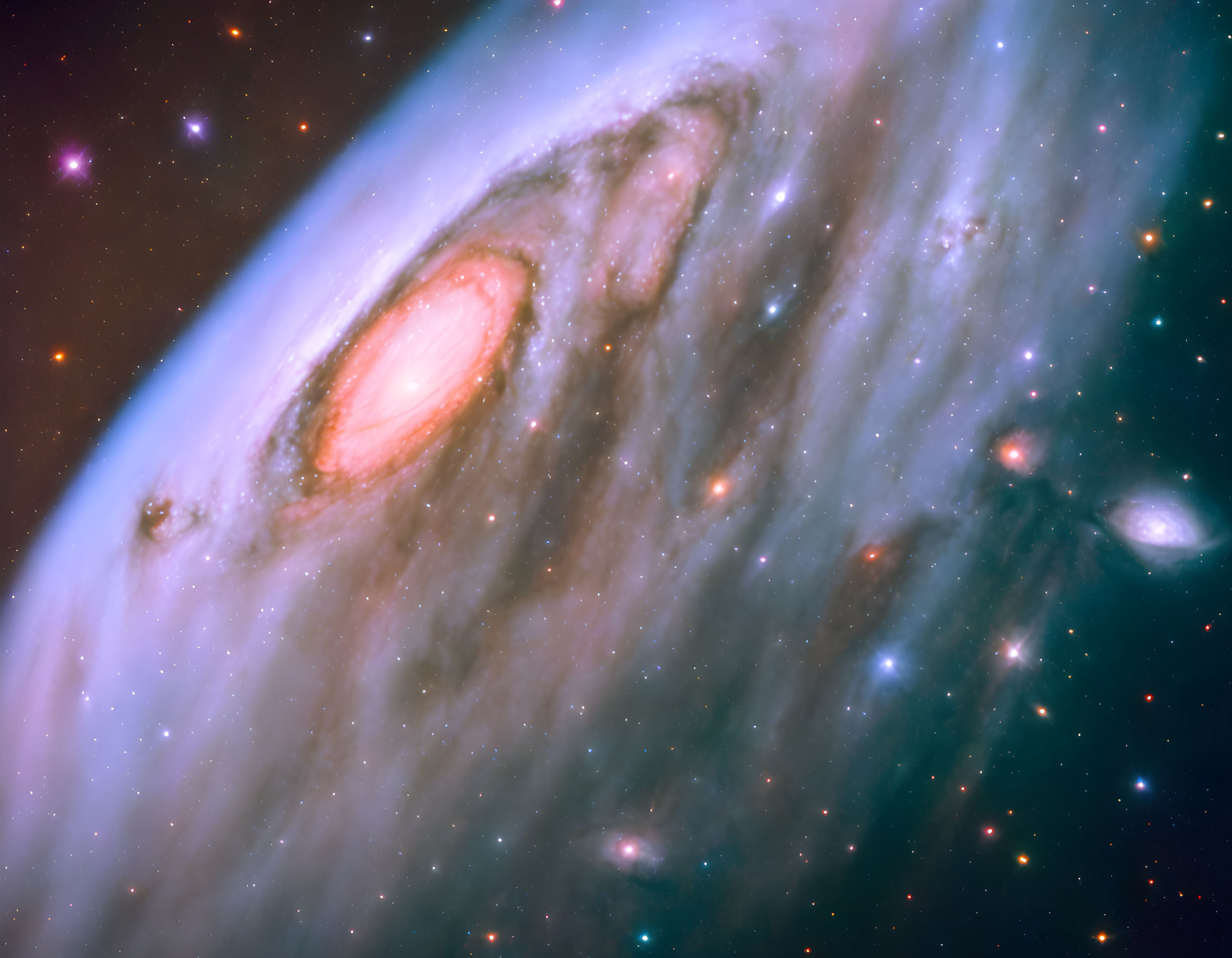 Swirling Andromeda Galaxy with Bright Galactic Cores