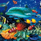 Vibrant Tropical Fish Swimming in Colorful Underwater Scene